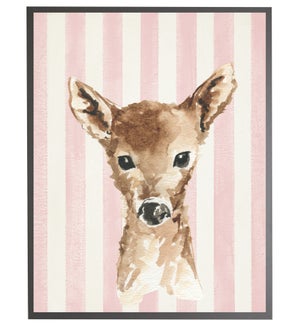 Watercolor baby Deer on pink stripes
